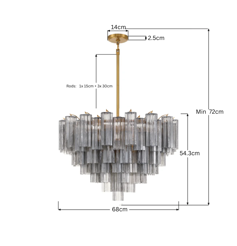 Odelle Collection - Ring Chandelier - Smoke & Satin Brass - W:68cm