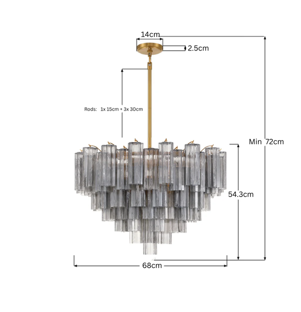 Odelle Collection - Ring Chandelier - Smoke & Satin Brass - W:68cm