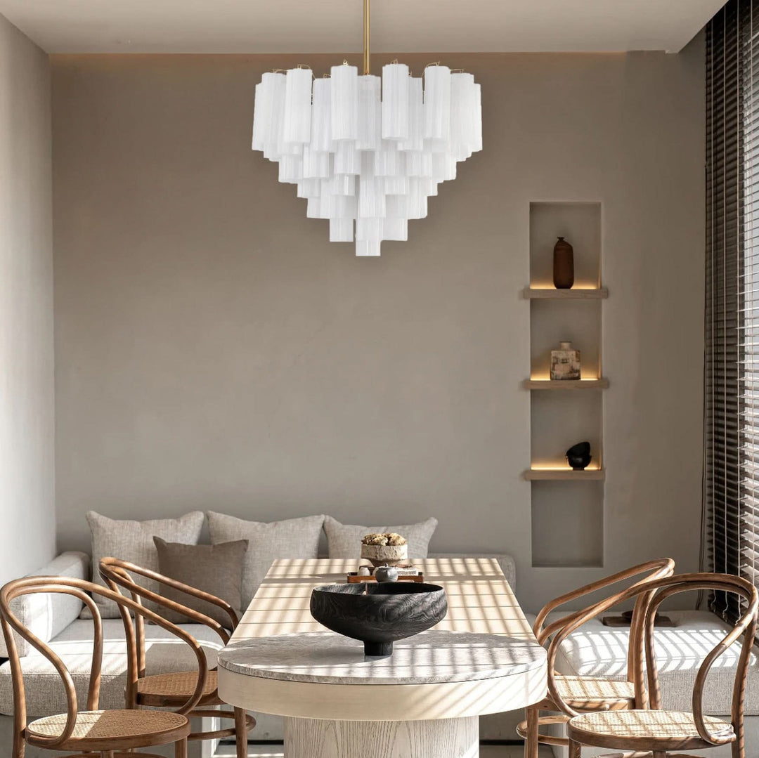 Odelle Collection - Ring Chandelier - White & Chrome - W:68cm