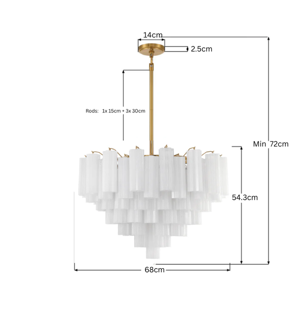 Odelle Collection - Ring Chandelier - White & Satin Brass - W:68cm