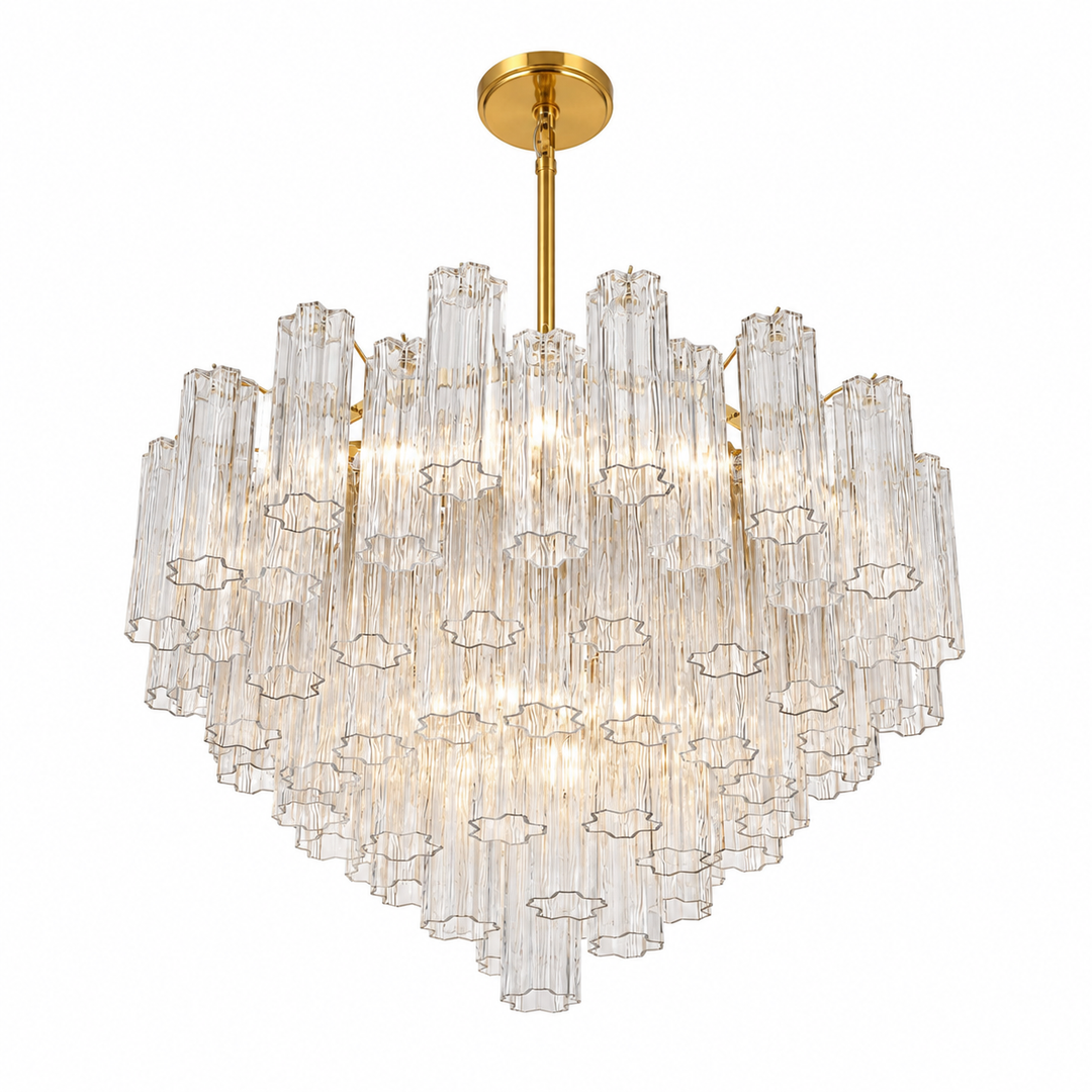 Odelle Collection - Ring Chandelier - Clear & Satin Brass - W:81cm