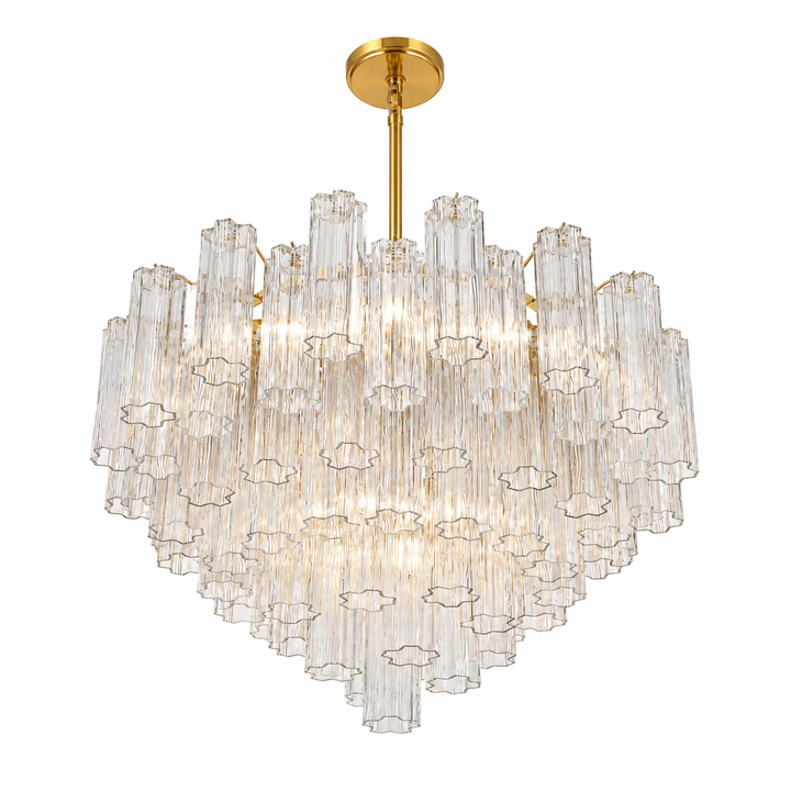 Odelle Collection - Ring Chandelier - Clear & Satin Brass - W:81cm