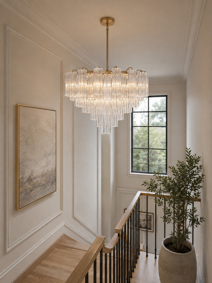 Odelle Collection - Ring Chandelier - Clear & Satin Brass - W:81cm