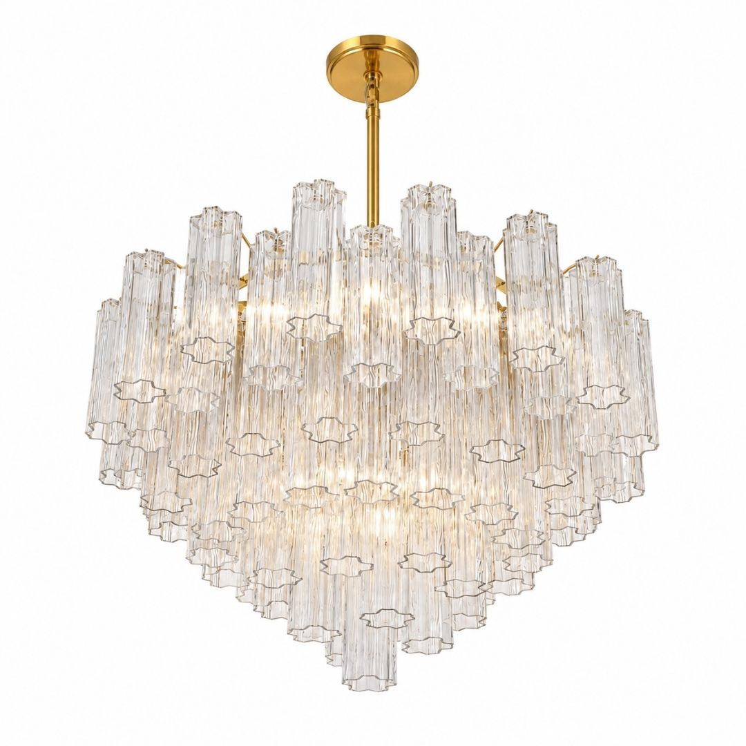 Odelle Collection - Ring Chandelier - Clear & Satin Brass - W:81cm