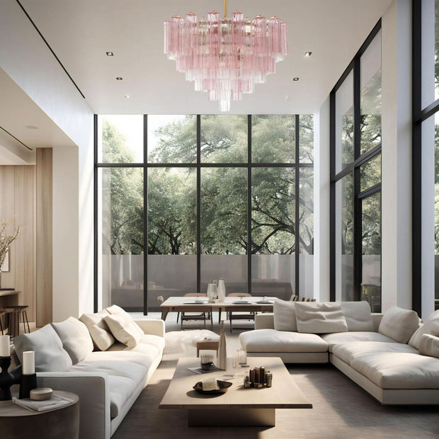 Odelle Collection - Ring Chandelier - Pink & Chrome - W:81cm