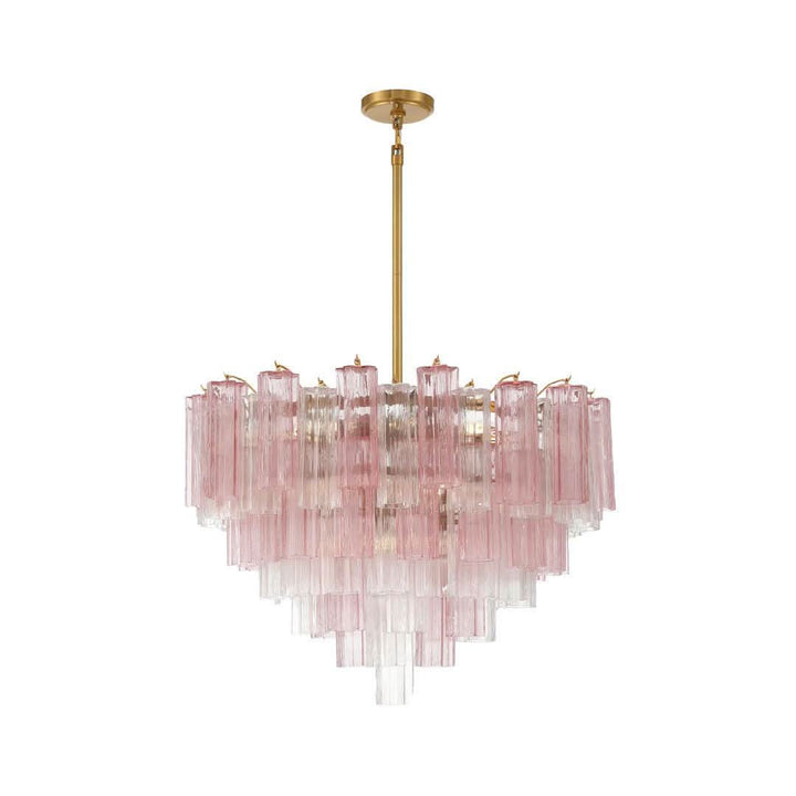 Odelle Collection - Ring Chandelier - Pink & Satin Brass - W:81cm