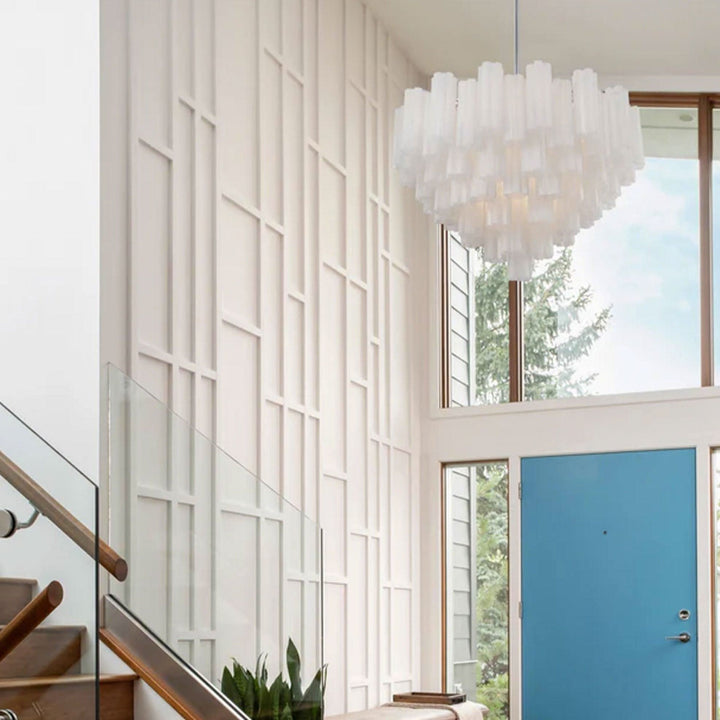 Odelle Collection - Ring Chandelier - White & Satin Brass - W:81cm