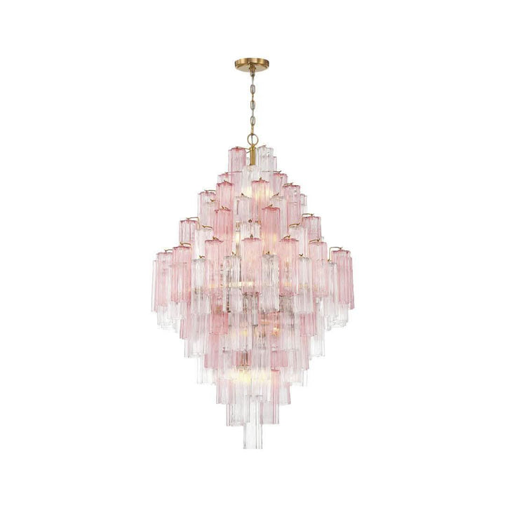 Odelle Collection - Ring Chandelier - Pink & Satin Brass - H:128cm