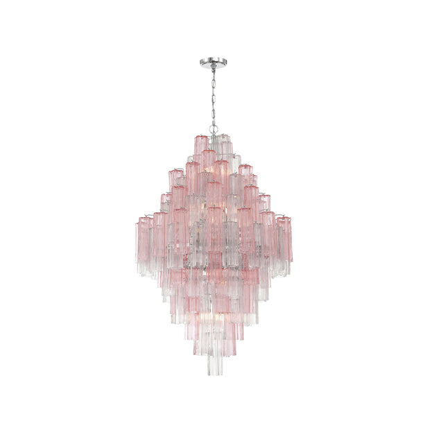 Odelle Collection - Ring Chandelier - Pink & Chrome - H:128cm
