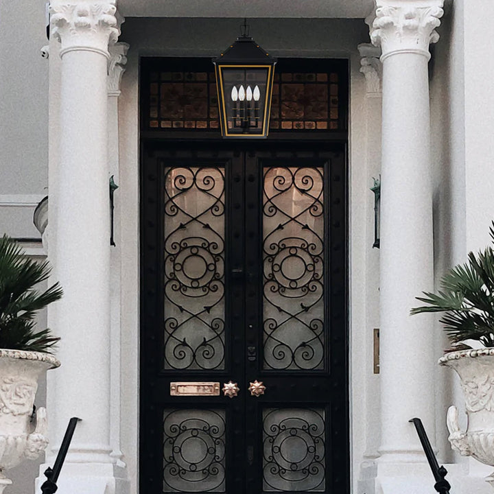 Ollie 4 Lights Outdoor Pendant - Matte Black and Gold