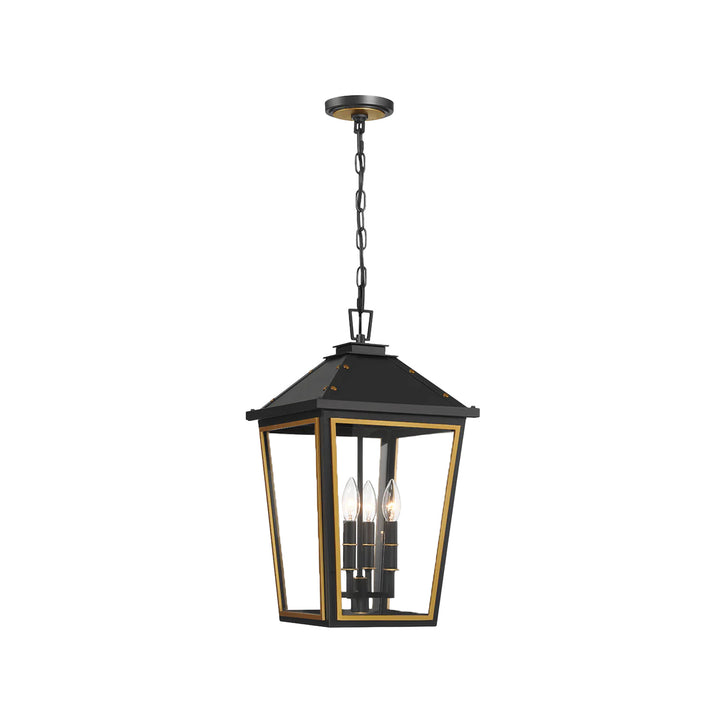 Ollie 4 Lights Outdoor Pendant - Matte Black and Gold