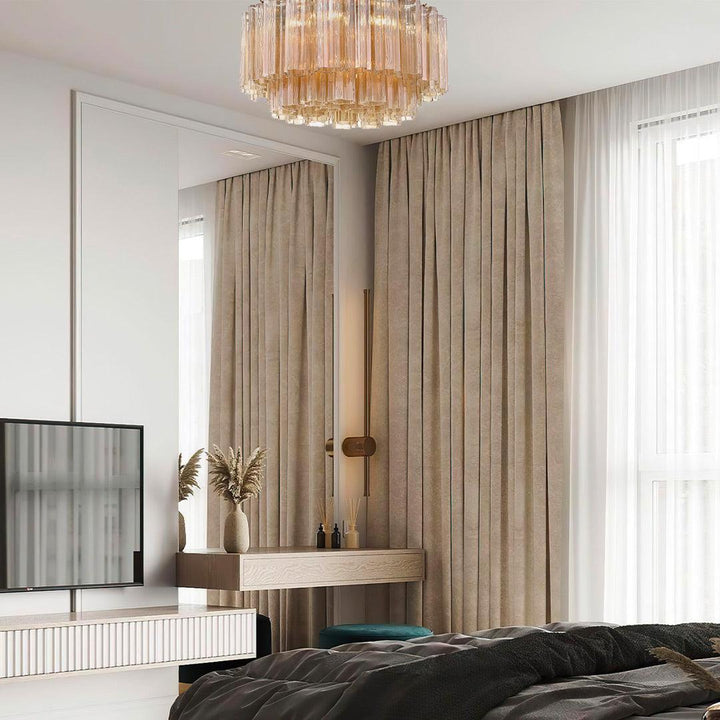 Odelle Collection - Flush Mount Chandelier - Amber & Satin Brass - W:56cm