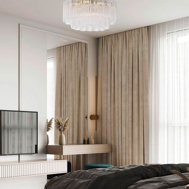Odelle Collection - Flush Mount Chandelier - Clear & Satin Brass - W:56cm