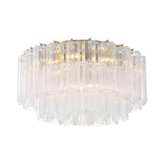 Odelle Collection - Flush Mount Chandelier - Clear & Satin Brass - W:56cm