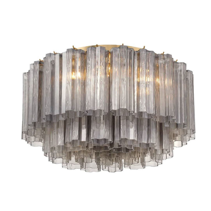 Odelle Collection - Flush Mount Chandelier - Smoke & Satin Brass - W:56cm