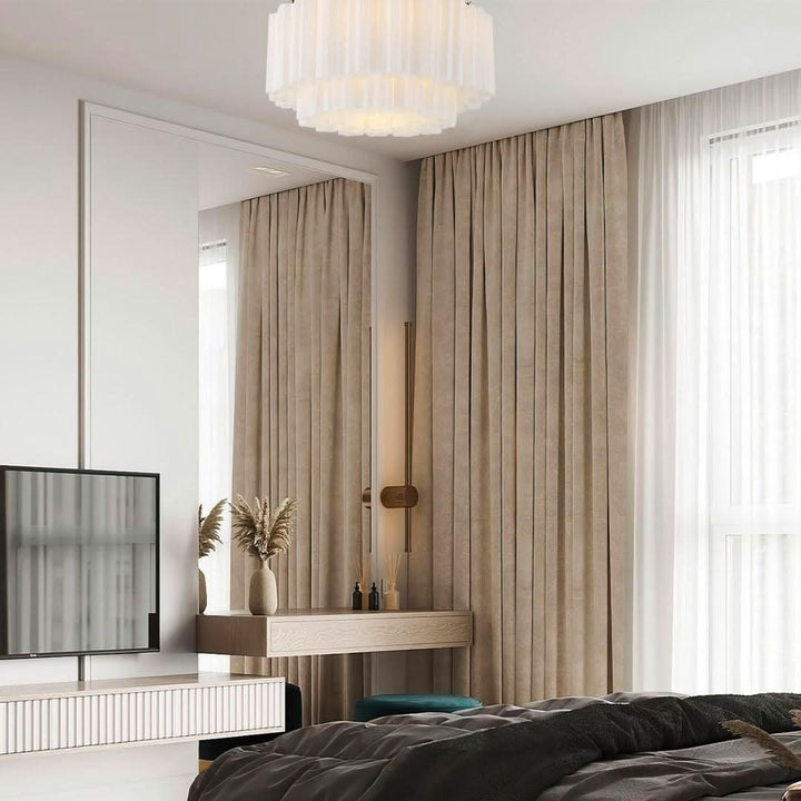 Odelle Collection - Flush Mount Chandelier - White & Chrome - W:56cm