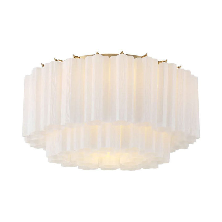 Odelle Collection - Flush Mount Chandelier - White & Satin Brass - W:56cm