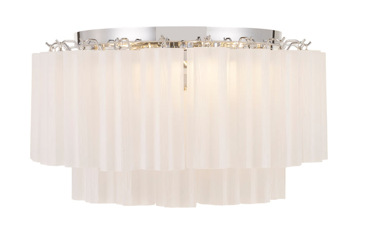 Odelle Collection - Flush Mount Chandelier - White & Chrome - W:56cm