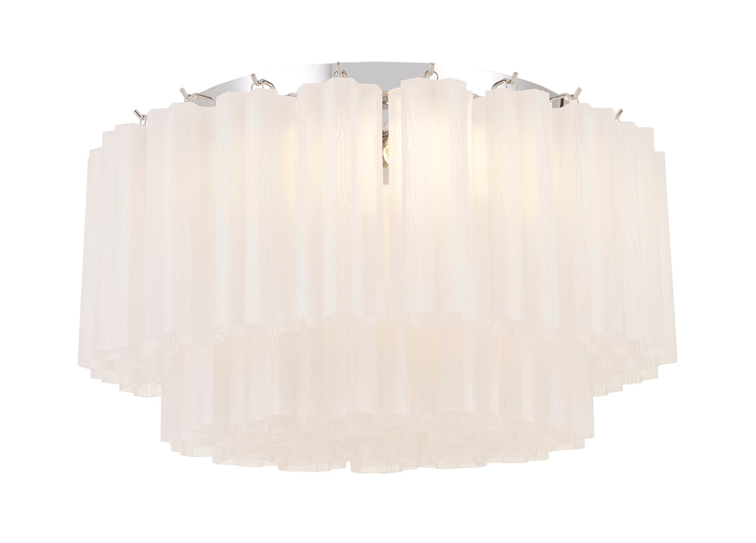 Odelle Collection - Flush Mount Chandelier - White & Chrome - W:56cm