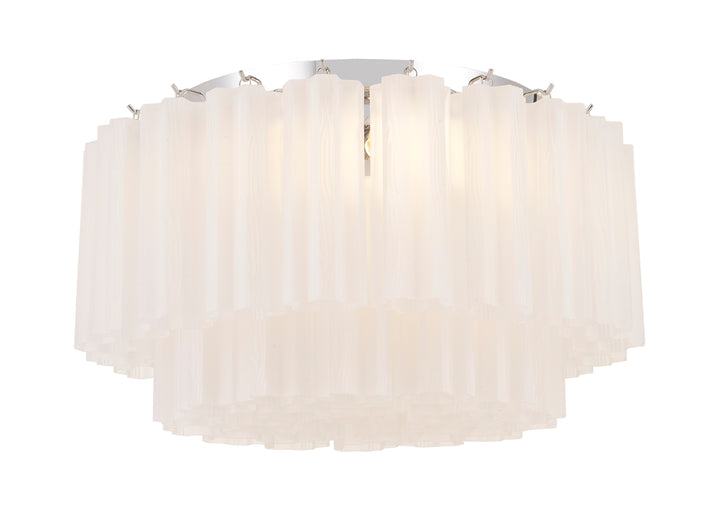 Odelle Collection - Flush Mount Chandelier - White & Chrome - W:56cm