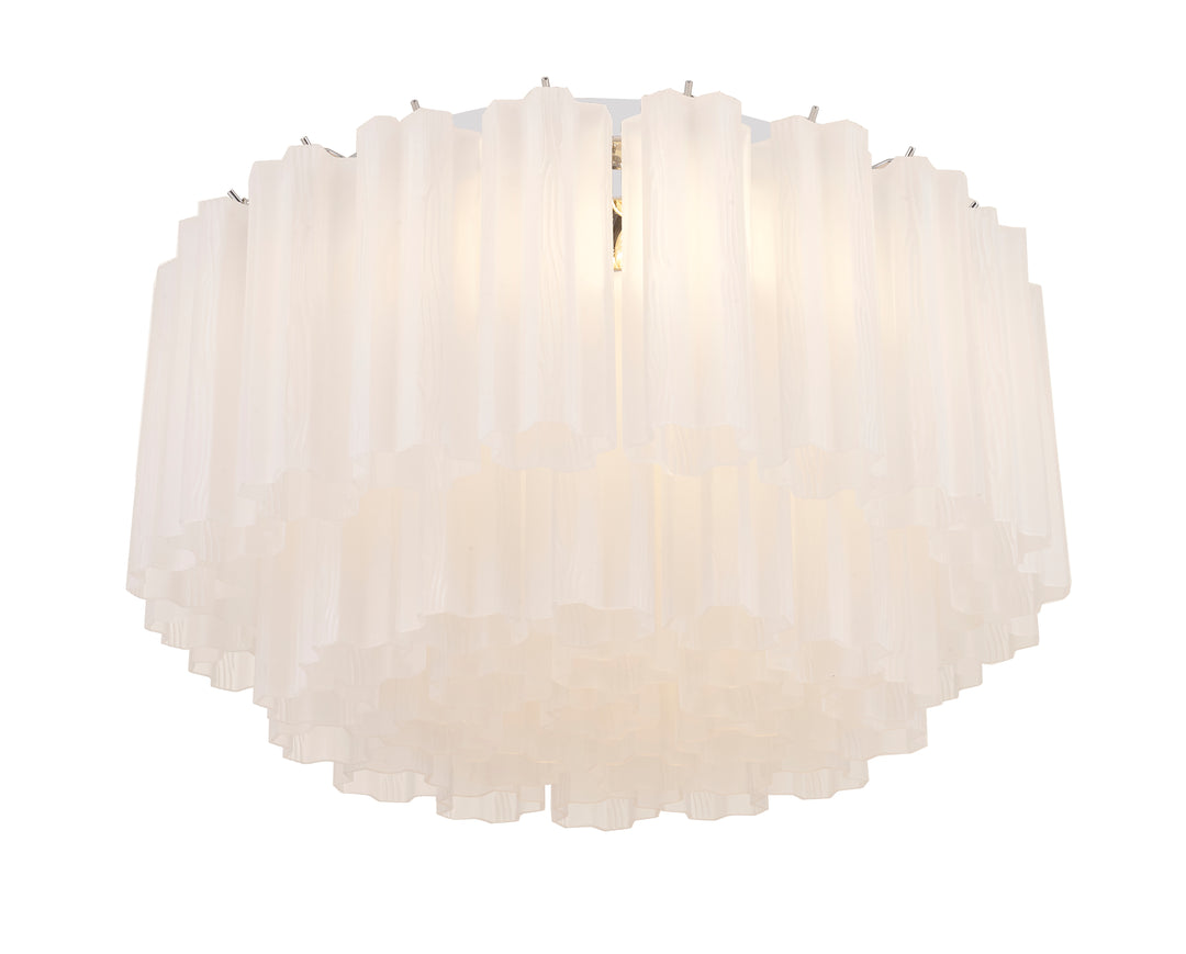Odelle Collection - Flush Mount Chandelier - White & Chrome - W:56cm