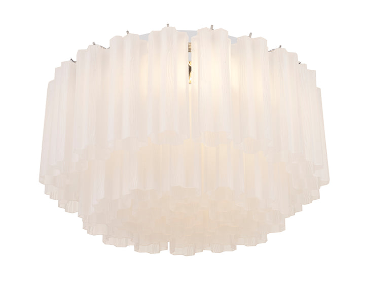 Odelle Collection - Flush Mount Chandelier - White & Chrome - W:56cm