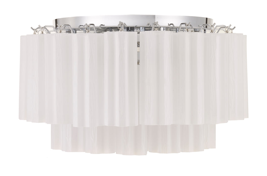 Odelle Collection - Flush Mount Chandelier - White & Chrome - W:56cm