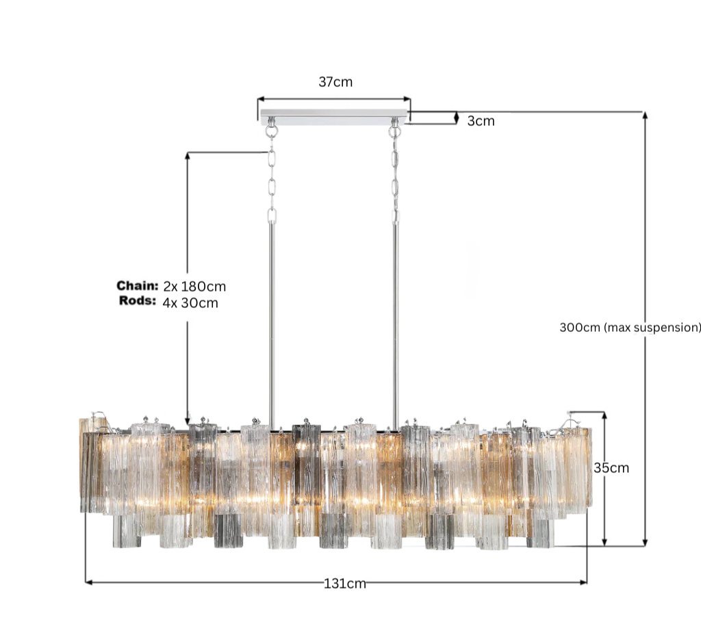 Odelle Collection - Bar Light - Autumn & Chrome - L:131cm