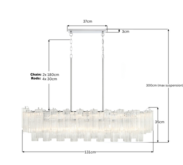 Odelle Collection - Bar Light - Clear & Chrome - L:131cm