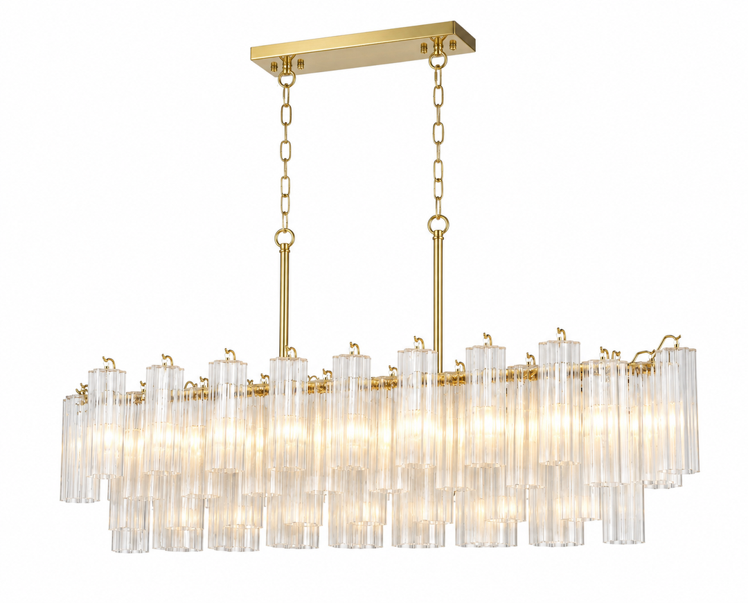 Odelle Collection - Bar Light - Clear & Satin Brass - L:131cm