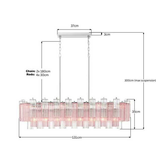 Odelle Collection - Bar Light - Pink & Chrome - L:131cm