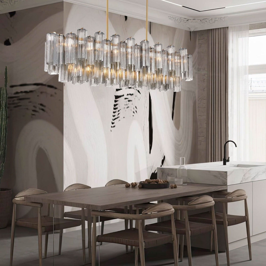 Odelle Collection - Bar Light - Smoke & Satin Brass - L:131cm