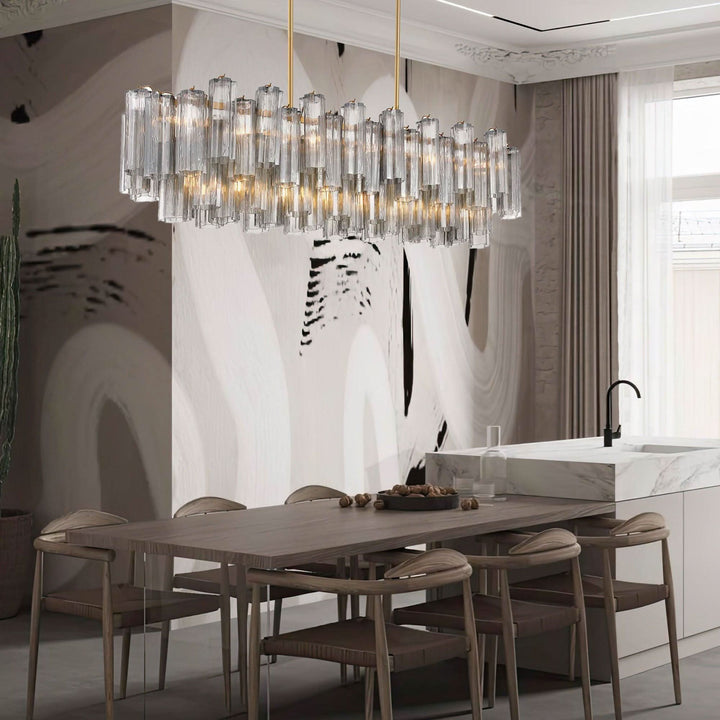 Odelle Collection - Bar Light - Smoke & Satin Brass - L:131cm