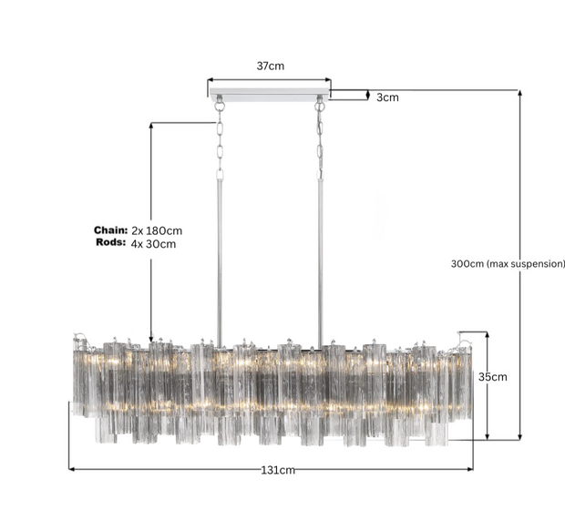 Odelle Collection - Bar Light - Smoke & Chrome - L:131cm
