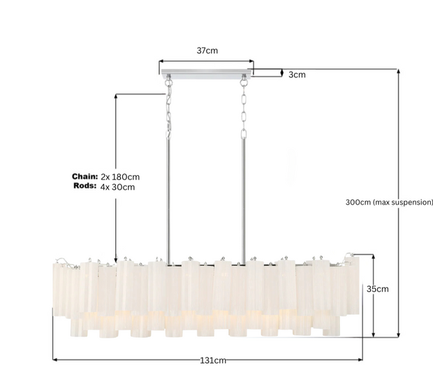 Odelle Collection - Bar Light - White & Chrome - L:131cm