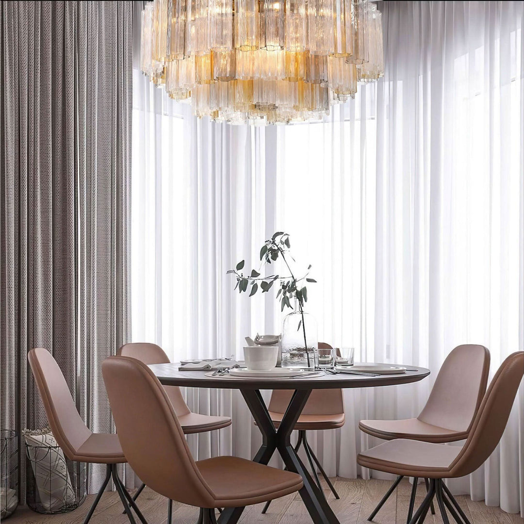 Odelle Collection - Flush Mount Chandelier - Autumn & Chrome - W:80cm