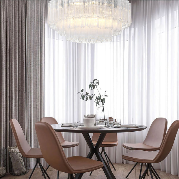 Odelle Collection - Flush Mount Chandelier - Clear & Chrome - W:80cm