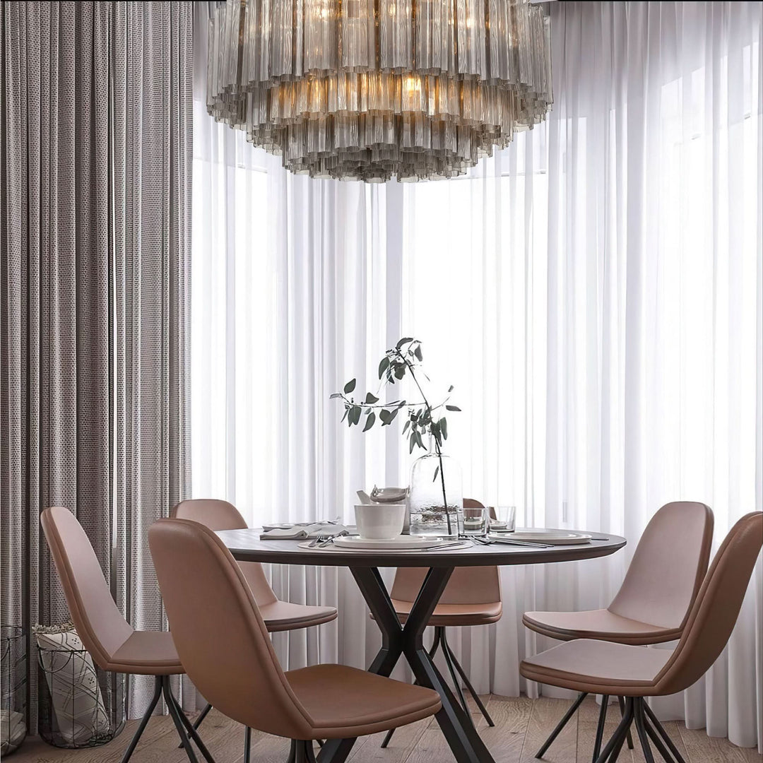 Odelle Collection - Flush Mount Chandelier - Smoke & Chrome - W:80cm