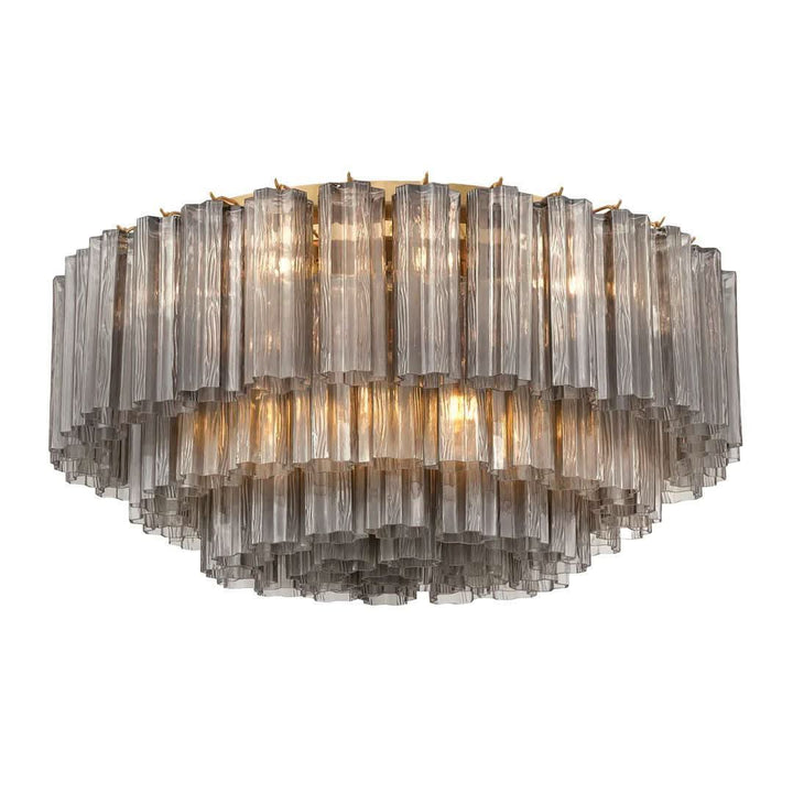 Odelle Collection - Flush Mount Chandelier - Smoke & Satin Brass - W:80cm