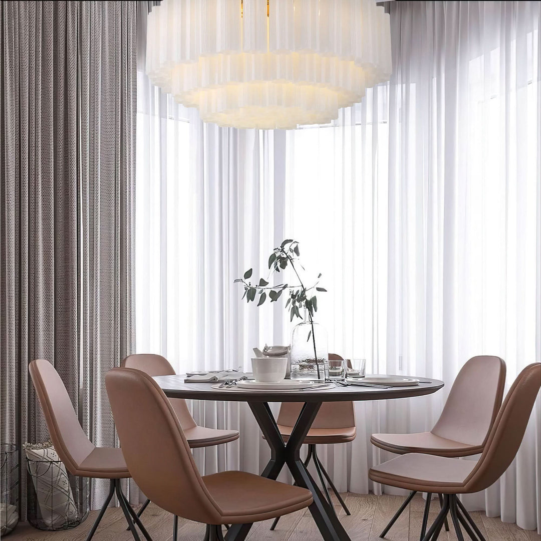 Odelle Collection - Flush Mount Chandelier - White & Chrome - W:80cm