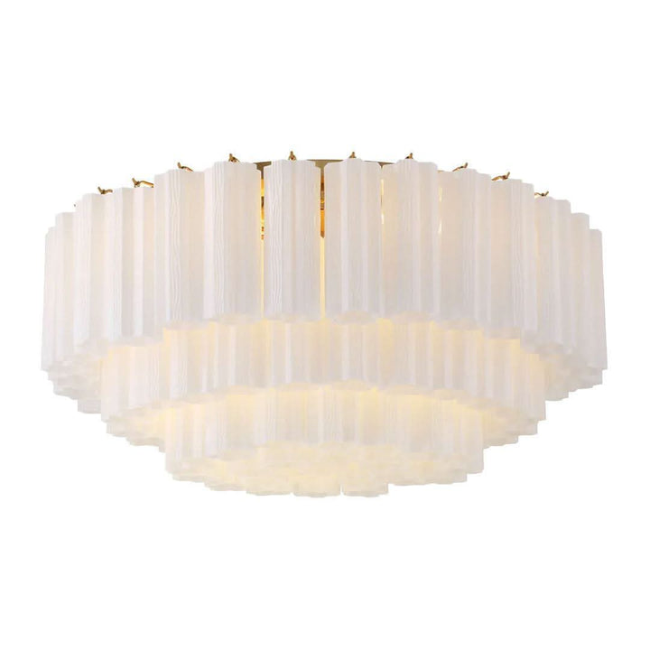 Odelle Collection - Flush Mount Chandelier - White & Satin Brass - W:80cm