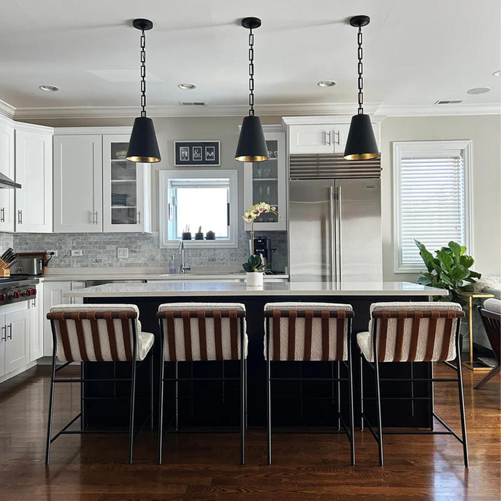 Victor Collection - Pendant - Matte Black & Antique Gold - W:25cm