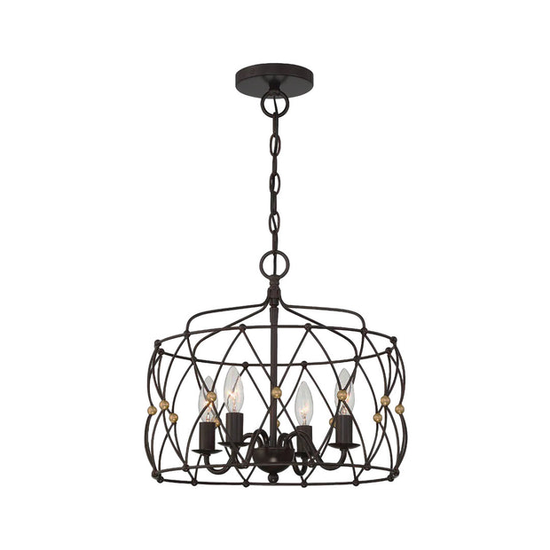 Clinton Collection - English Bronze & Gold - 4 Lights Pendant