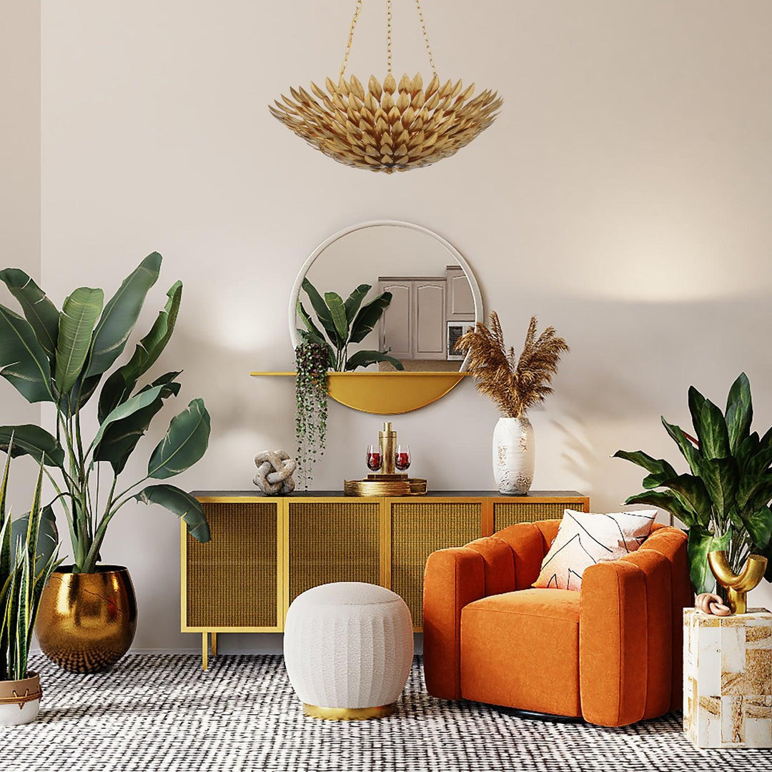 Laurel Collection - 6 Lights Pendant - Antique Gold