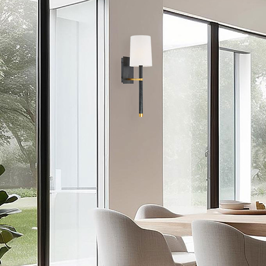 Xavier Collection - Wall Sconce - Matte Black & Gold Leaf Frame