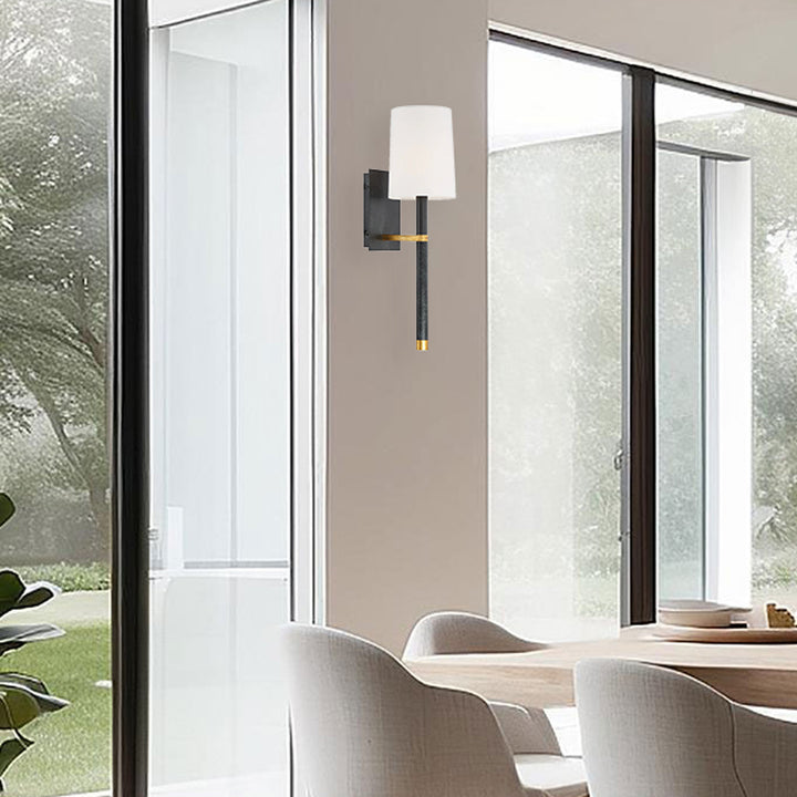 Xavier Collection - Wall Sconce - Matte Black & Gold Leaf Frame