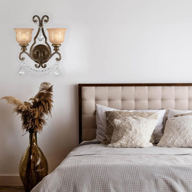 Andover Collection - Bronze Umber & Clear Crystal 2 Lights Wall Sconce