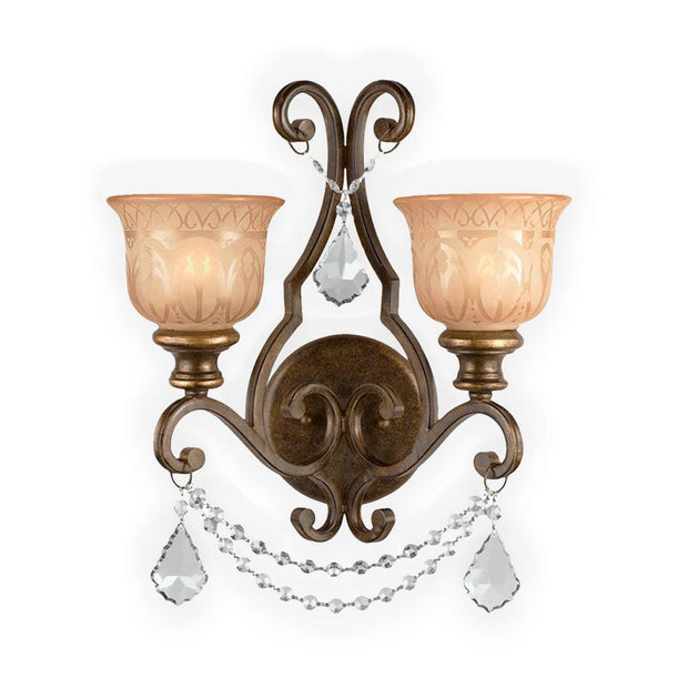 Andover Collection - Bronze Umber & Clear Crystal 2 Lights Wall Sconce