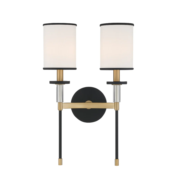 Hollis Collection Wall Sconce - 2 Light - Vibrant Gold & Black