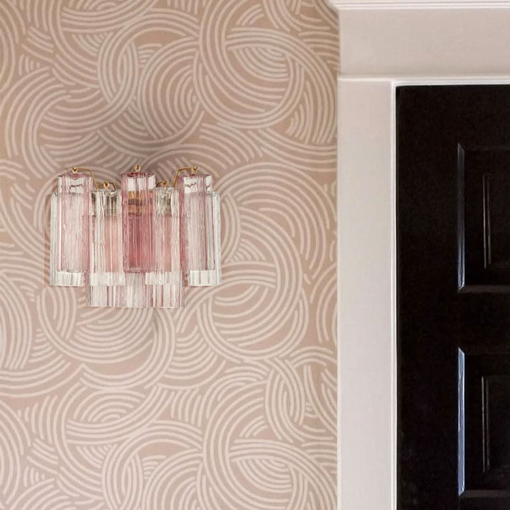 Odelle Collection - Wall Sconce Light - Pink & Satin Brass - W:36cm